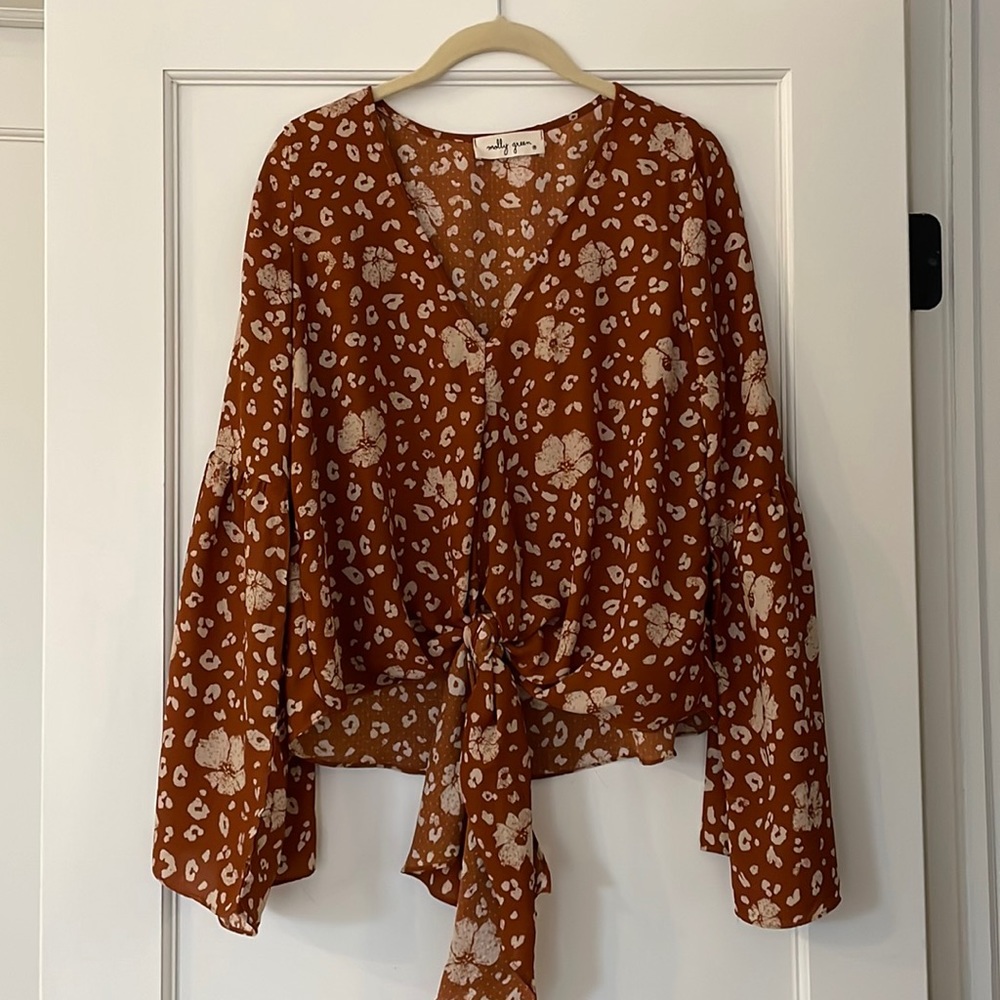 Molly Green Blouse with front tie